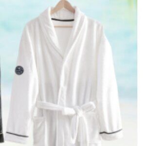 Tommy Bahama Logo White Plush Bath Robe